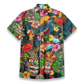 Classic Hawaiian Tiki Mask Aloha Print Shirt